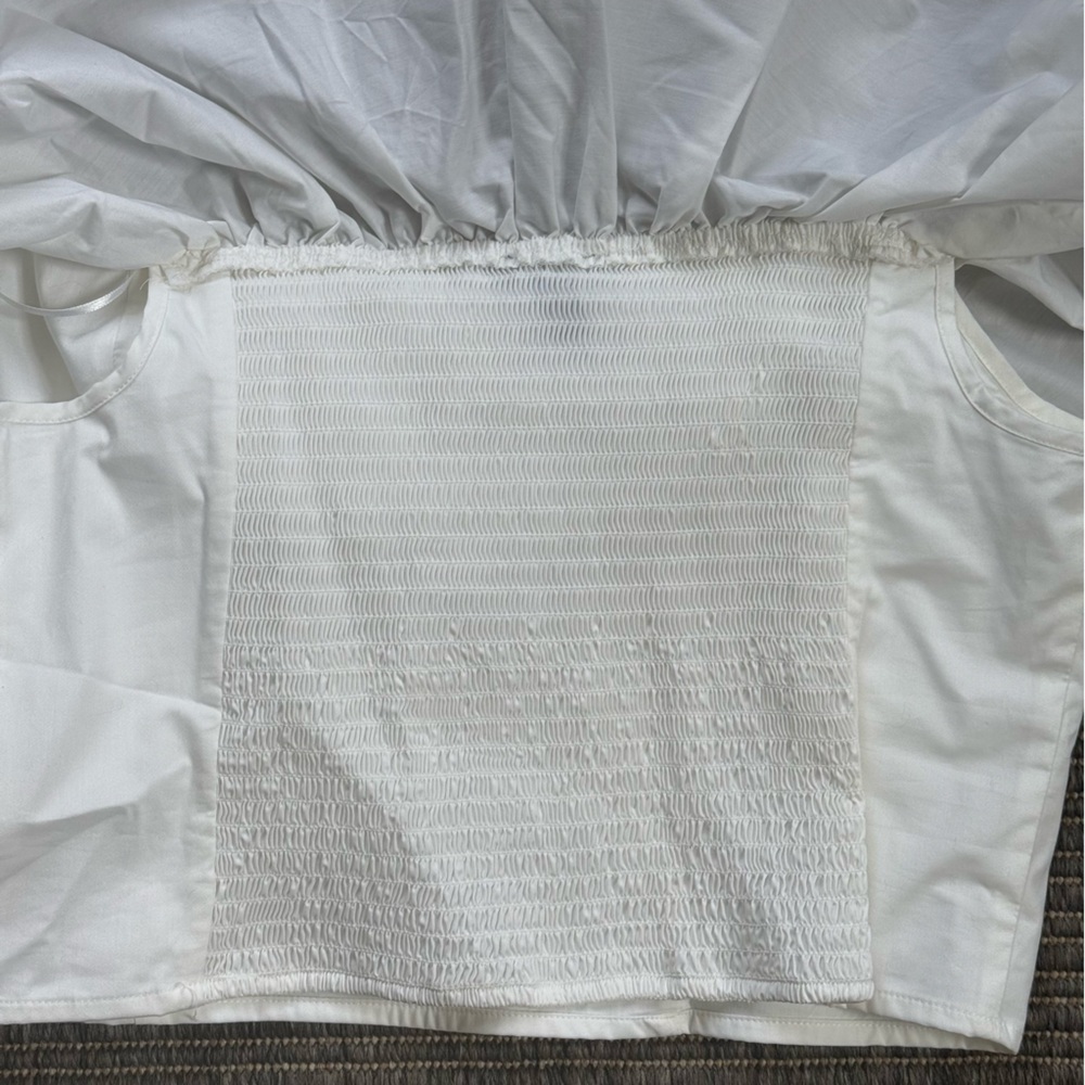 Express White Ruffled Crop Blouse - Picture 3 of 3